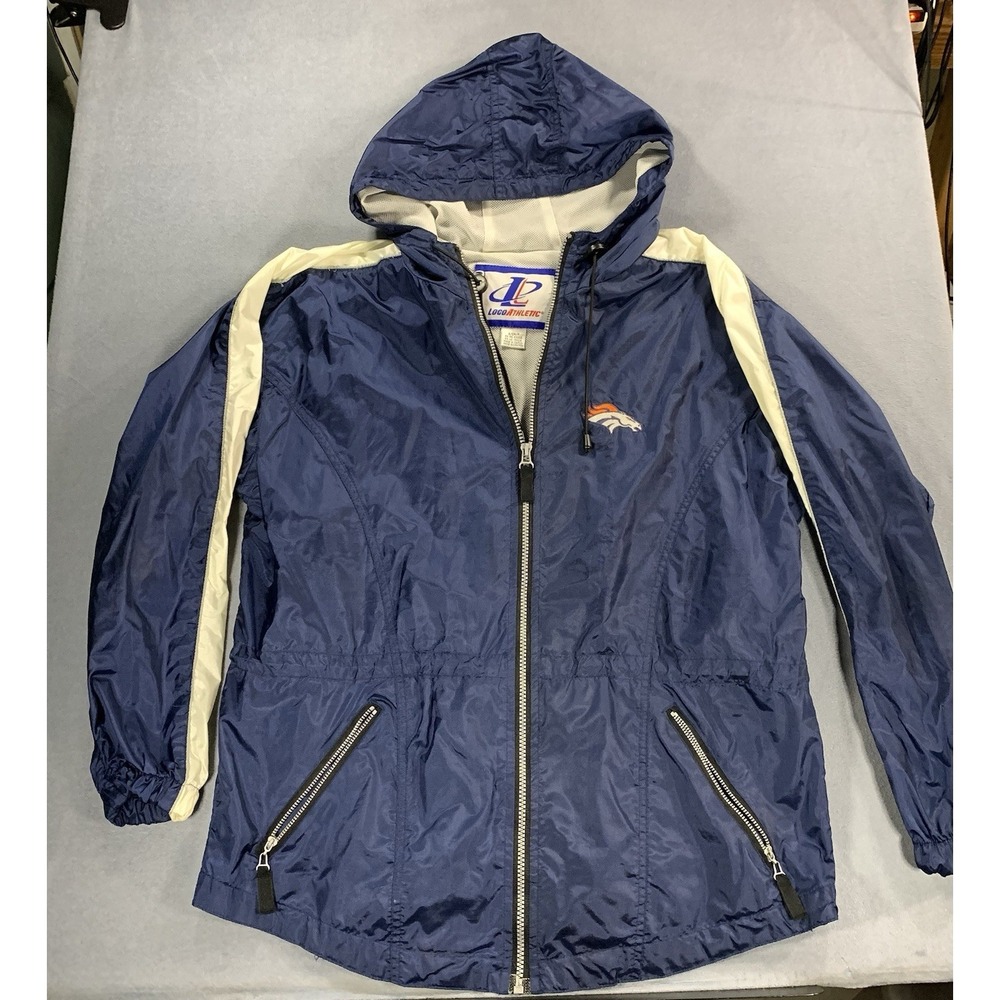 Vintage Denver Broncos Windbreaker Jacket Mens Small Blue NFL Logo Athletic 90s